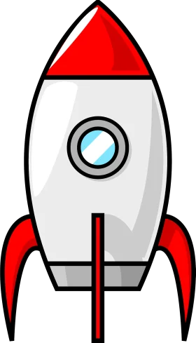 Classic Retro Space Rocket Clipart Design with Red and White Color Scheme