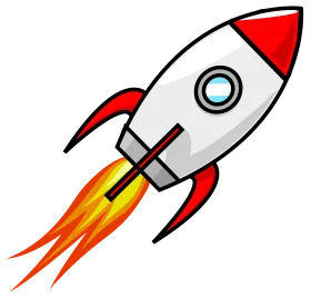 Classic Retro Space Rocket Clipart Illustration with Fiery Propulsion
