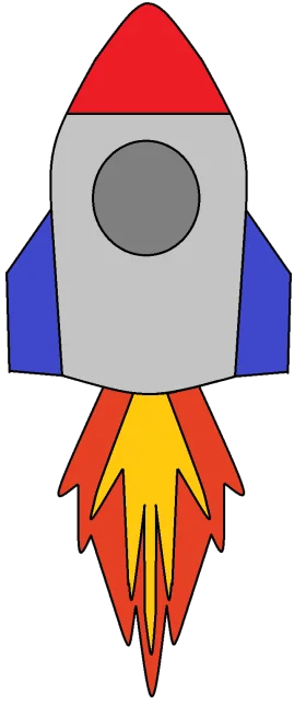 Classic Retro Space Rocket Clipart with Dynamic Flame Propulsion Design
