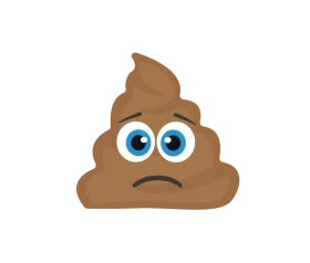 Cute and Expressive Brown Poop Emoji Clipart with Big Blue Worried Eyes