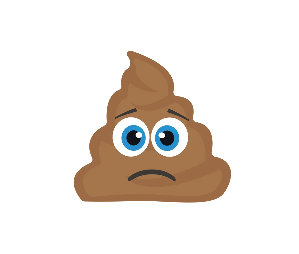 Cute and Expressive Brown Poop Emoji Clipart with Big Blue Worried Eyes