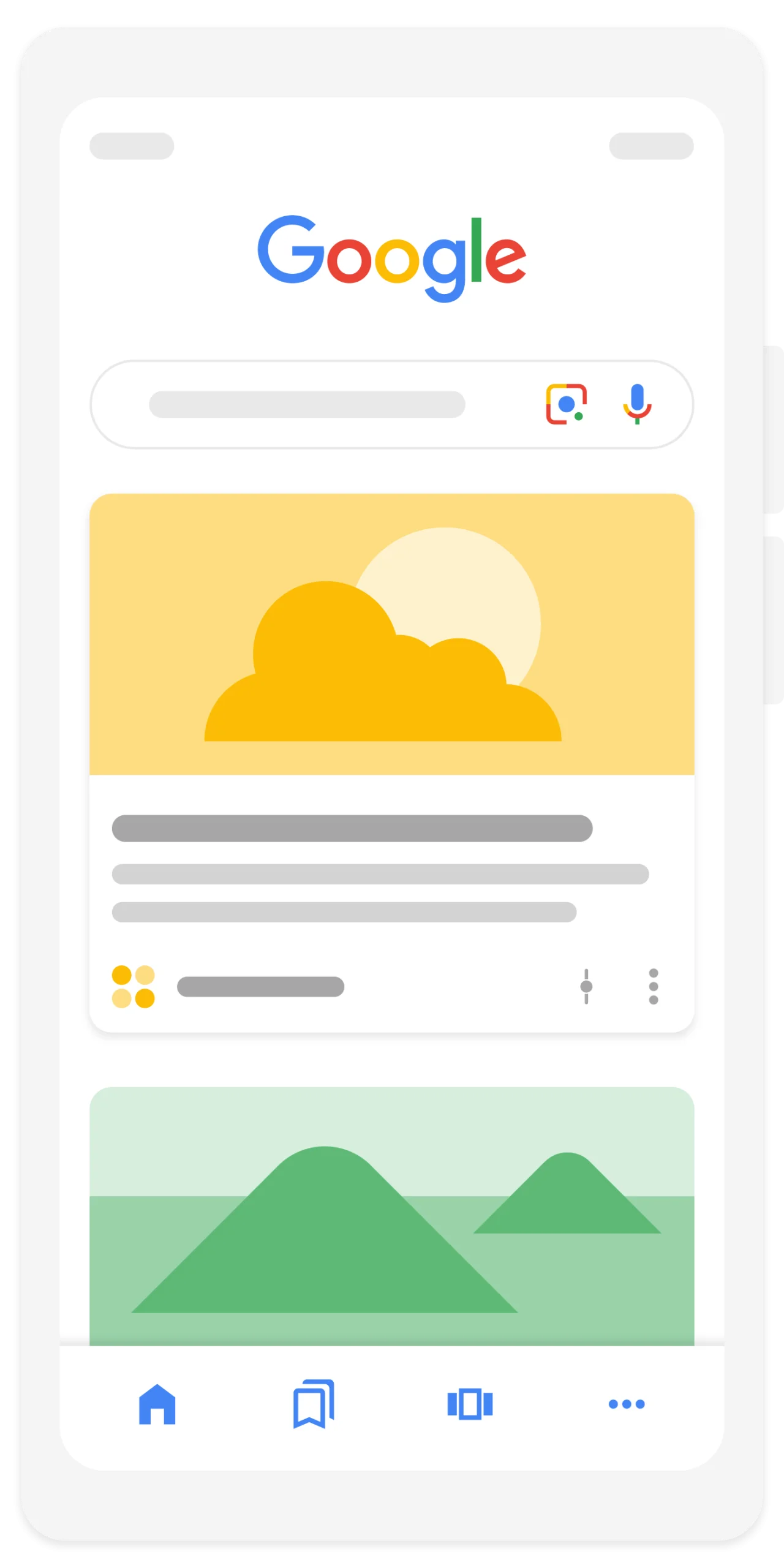 Google Minimalist Design Showcase: Artistic Cloud and Mountain Landscape Clipart Illustration