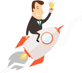 Innovative Entrepreneur Launching Business Rocket Clipart Illustration
