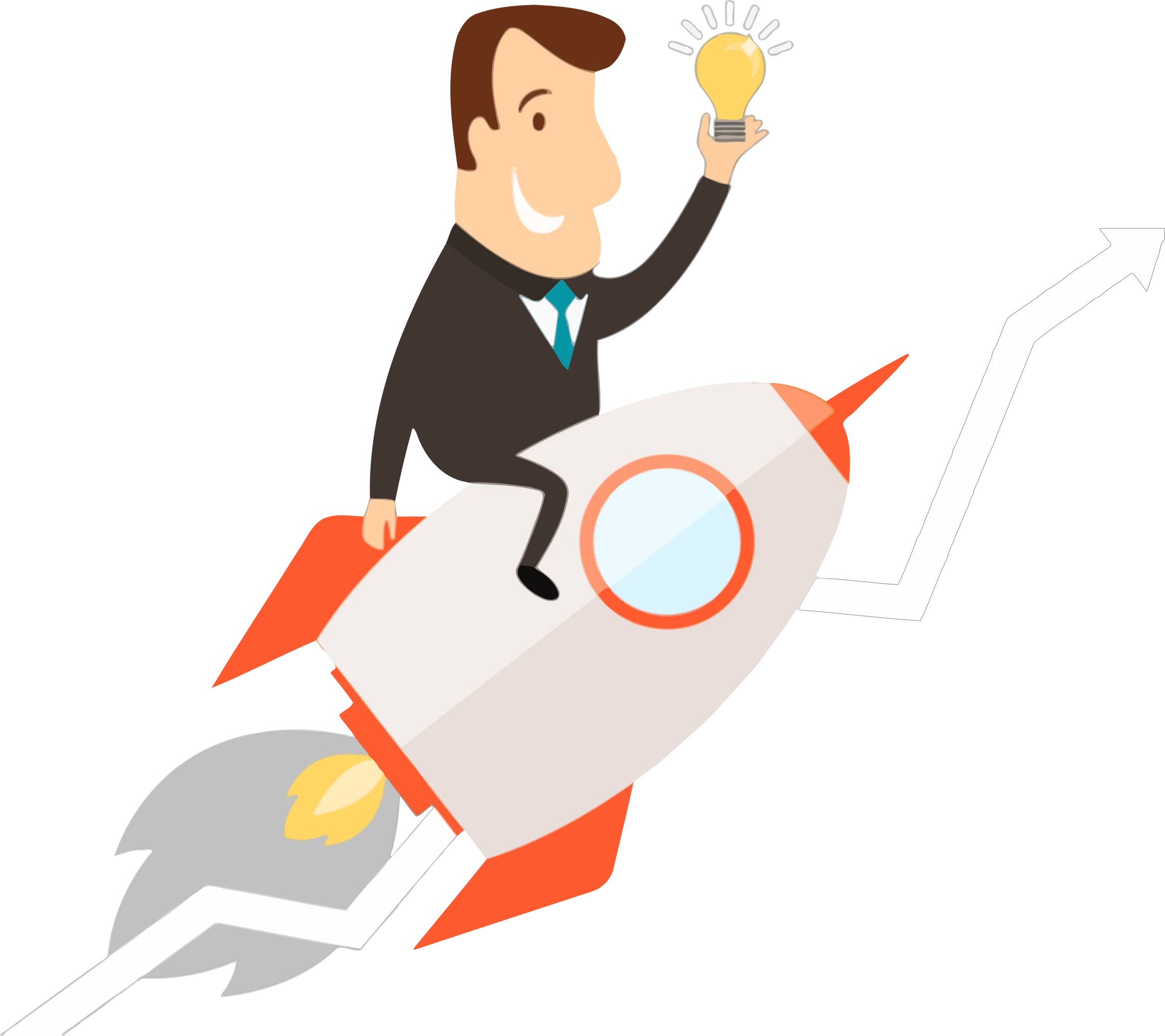 Innovative Entrepreneur Launching Business Rocket Clipart Illustration