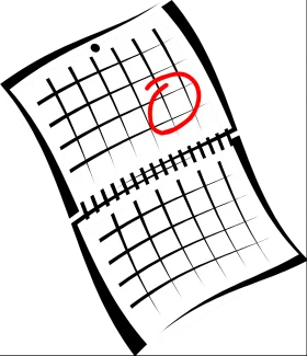 Minimalist Black and White Calendar Clipart with Highlighted Date