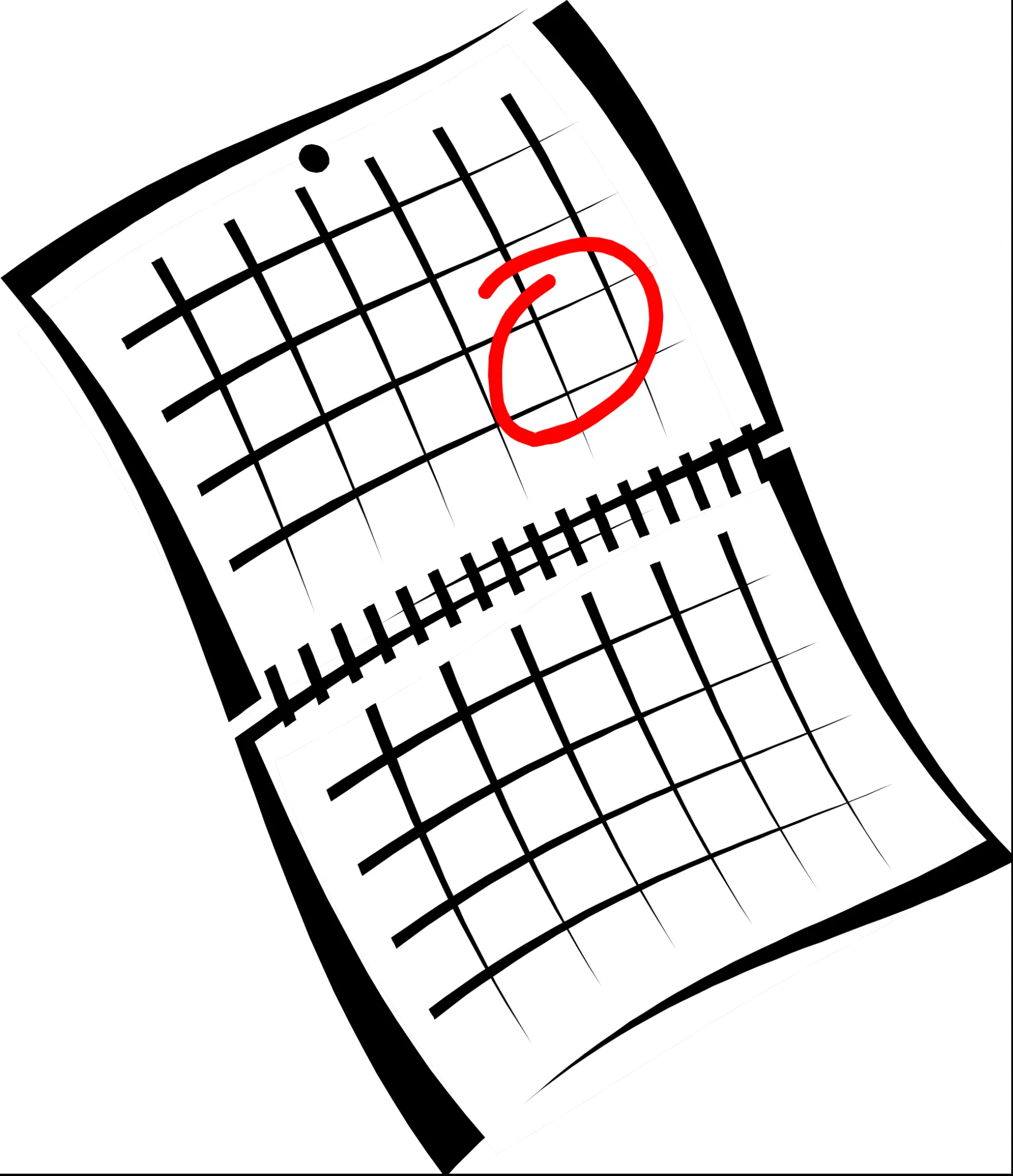 Minimalist Black and White Calendar Clipart with Highlighted Date