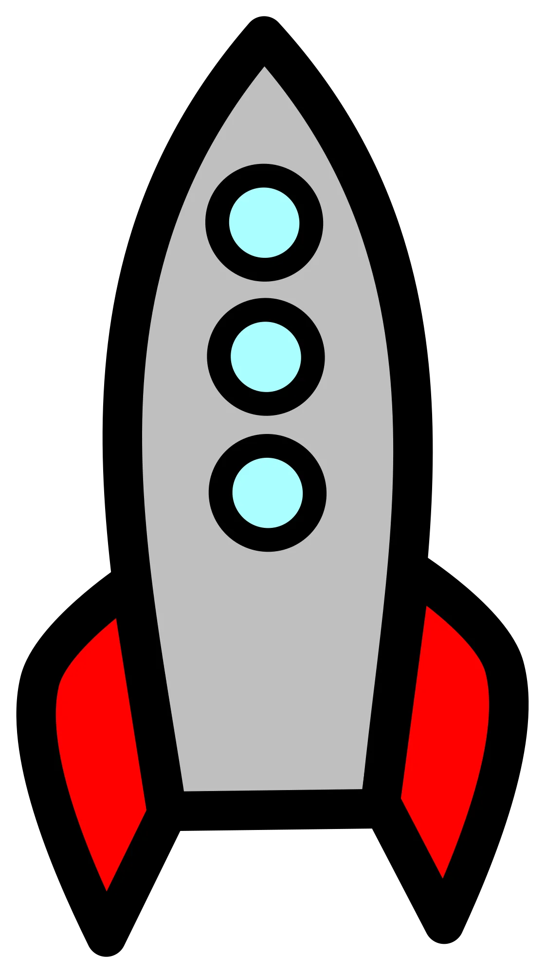 Minimalist Space Exploration Rocket Clipart with Sleek Design and Blue Windows
