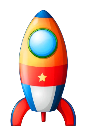 Playful Cartoon Rocket Clipart: Colorful Space Exploration Design for Kids