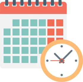 Professional Time Management Scheduling Clipart with Calendar and Clock Illustration