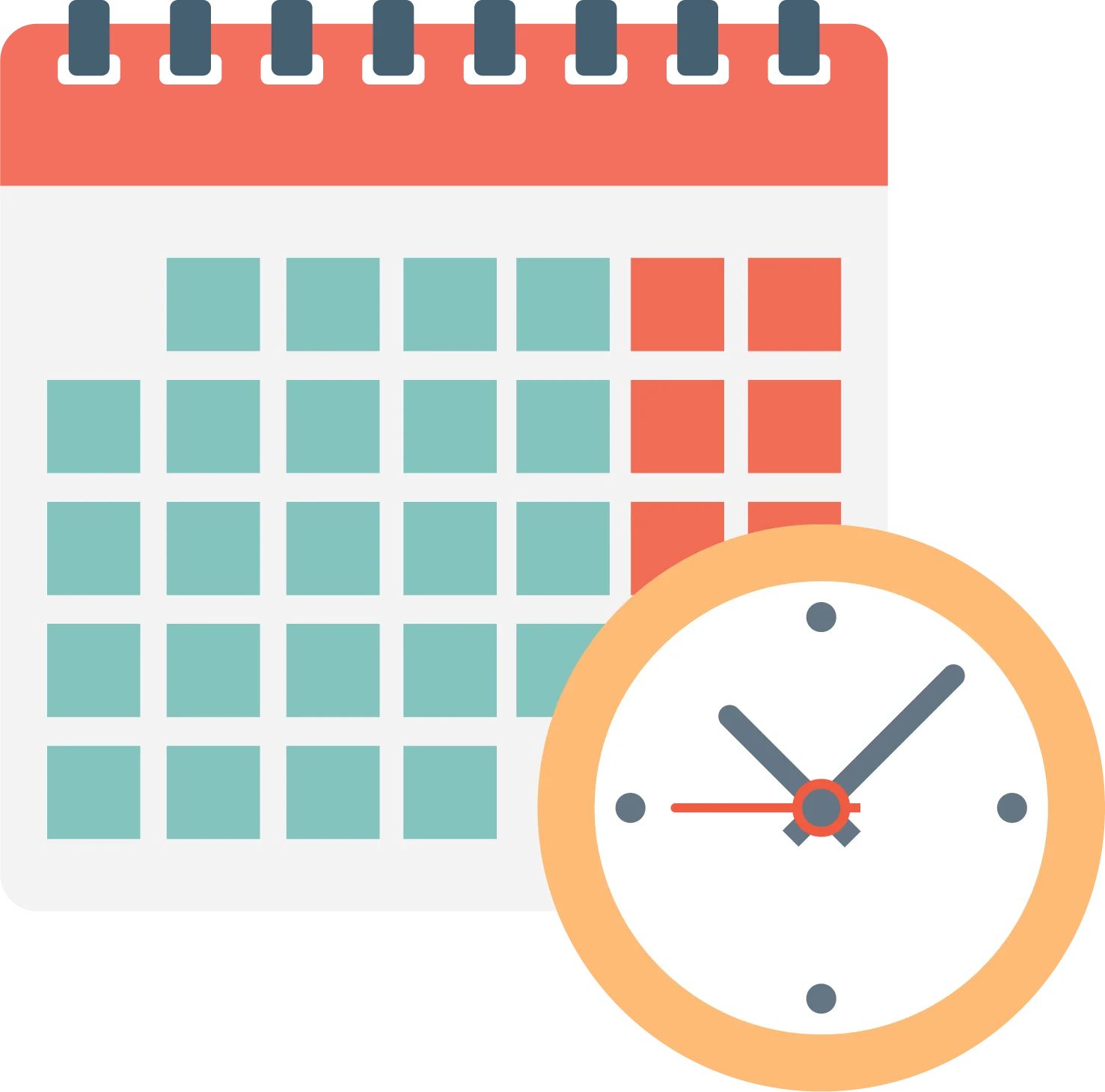 Professional Time Management Scheduling Clipart with Calendar and Clock Illustration