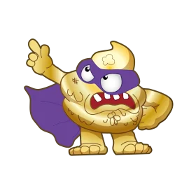 Quirky Golden Superhero Poo Clipart Character with Muscular Pose and Cape