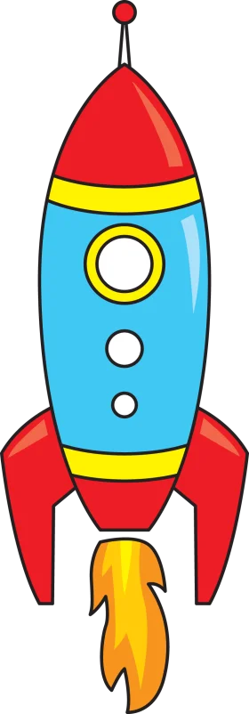 Retro Space Adventure Classic Cartoon Rocket Ship Clipart Design