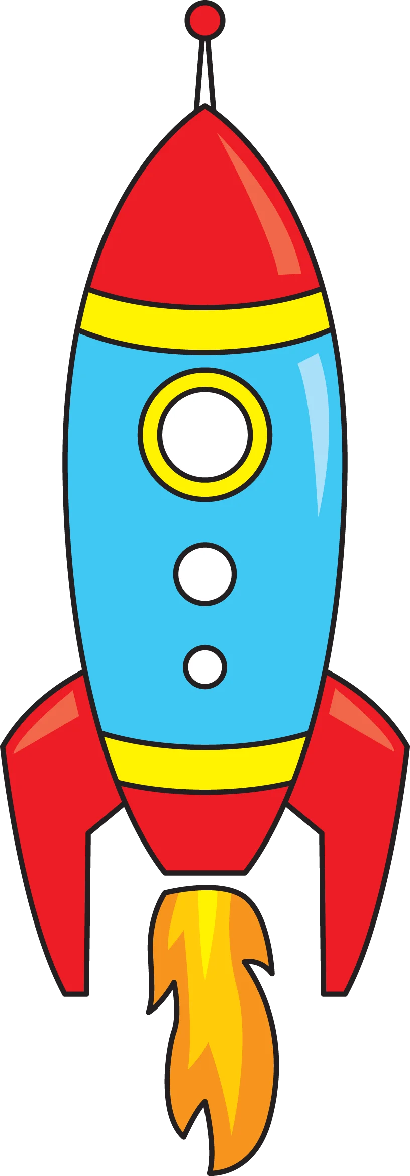 Retro Space Adventure Classic Cartoon Rocket Ship Clipart Design