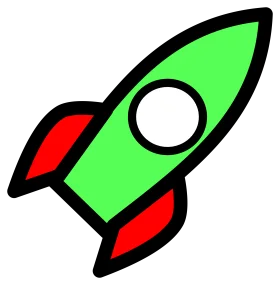 Retro-Style Green and Red Rocket Clipart Illustration for Space Enthusiasts