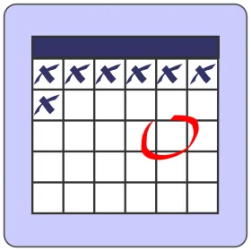 Simple Grid Calendar Schedule Tracking Clipart with Marked Days and Annotations