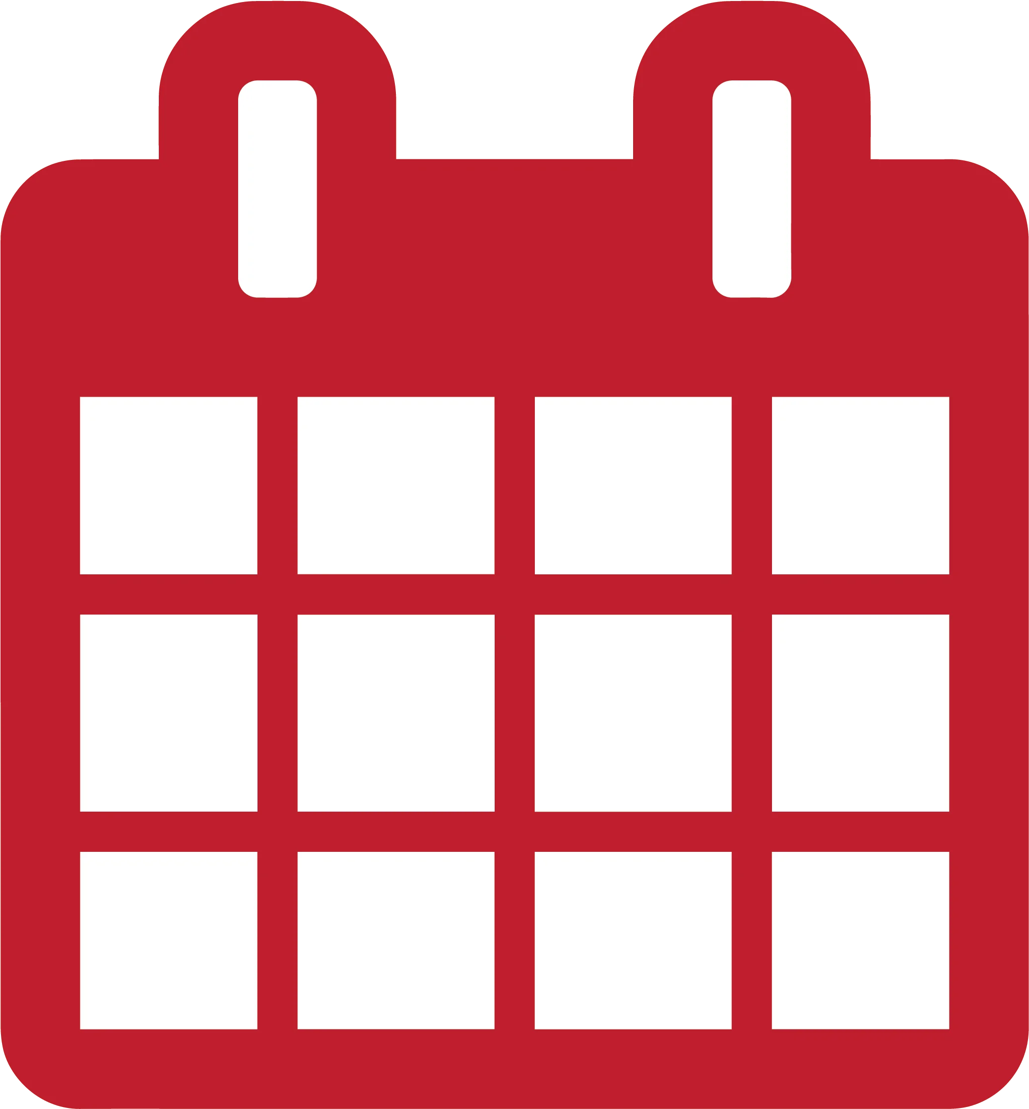 Simple Red Calendar Schedule Clipart Design with Grid Layout