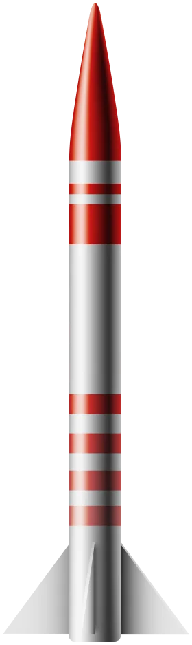 Sleek Red and Silver Ballistic Missile Rocket Clipart Illustration