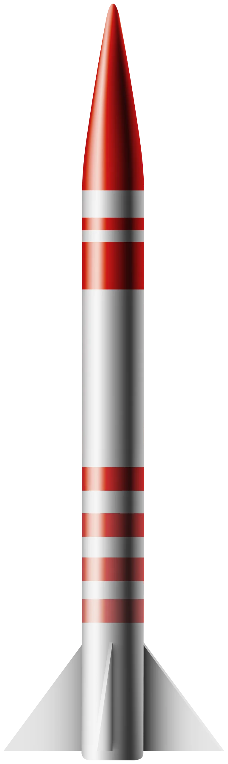 Sleek Red and Silver Ballistic Missile Rocket Clipart Illustration