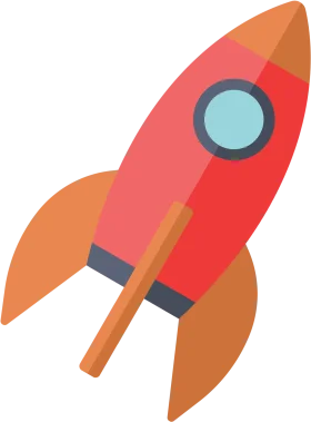 Stylized Retro-Inspired Rocket Clipart with Playful Color Palette and Space Exploration Design