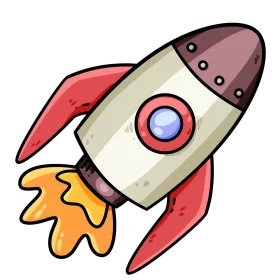 Whimsical Cartoon Space Rocket Clipart: Adventurous Cosmic Journey Illustration