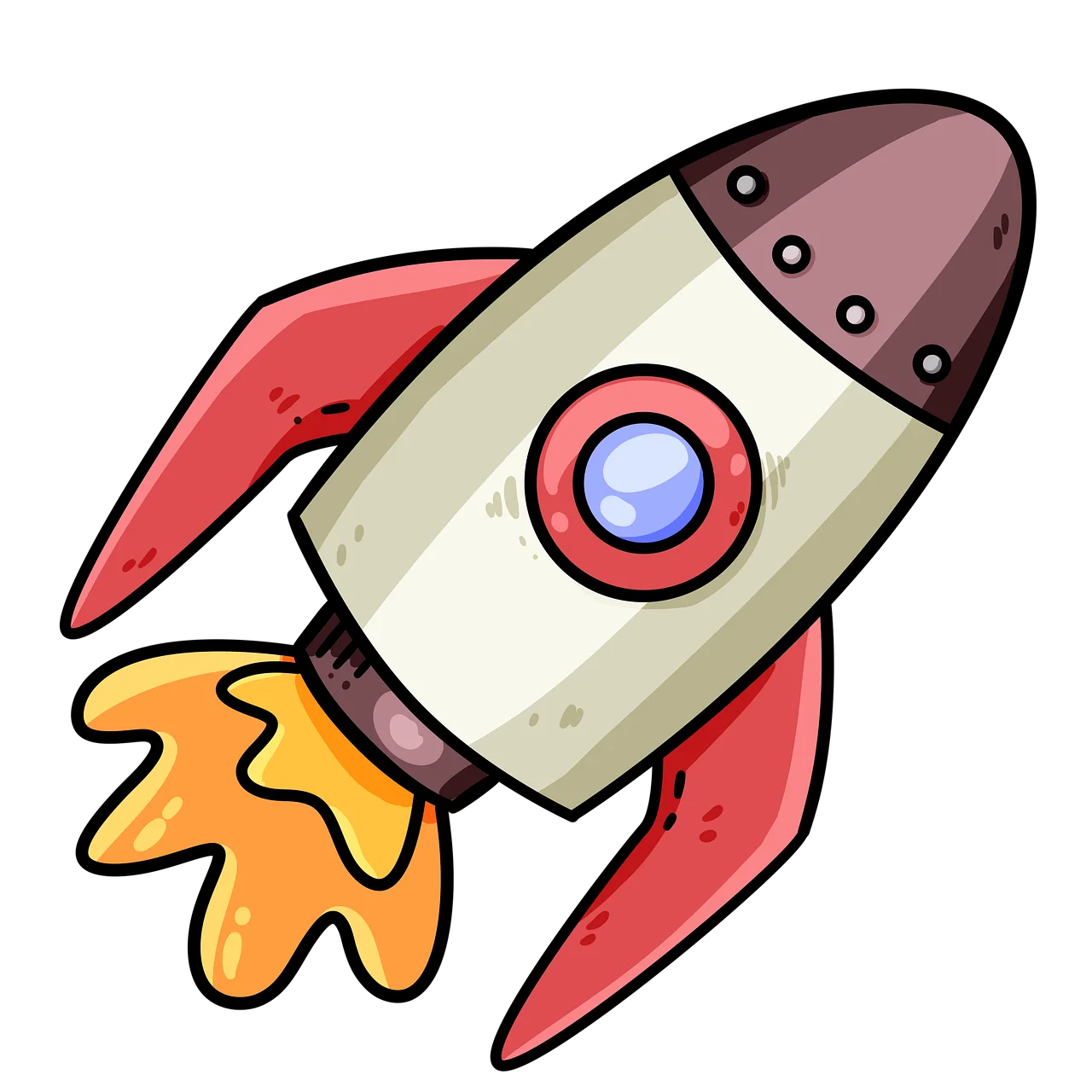 Whimsical Cartoon Space Rocket Clipart: Adventurous Cosmic Journey Illustration