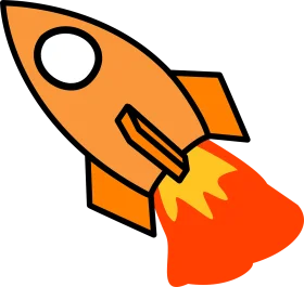 Whimsical Orange Rocket Clipart Soaring Through Imaginary Space Skies