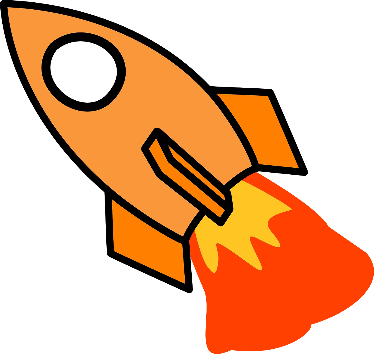 Whimsical Orange Rocket Clipart Soaring Through Imaginary Space Skies