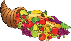 Bountiful Harvest Cornucopia Clipart: A Colorful Explosion of Fresh Produce