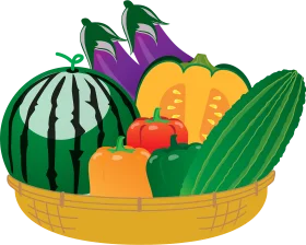 Bountiful Harvest of Fresh Produce: A Colorful Kitchen Vegetables and Fruits Clipart Collection