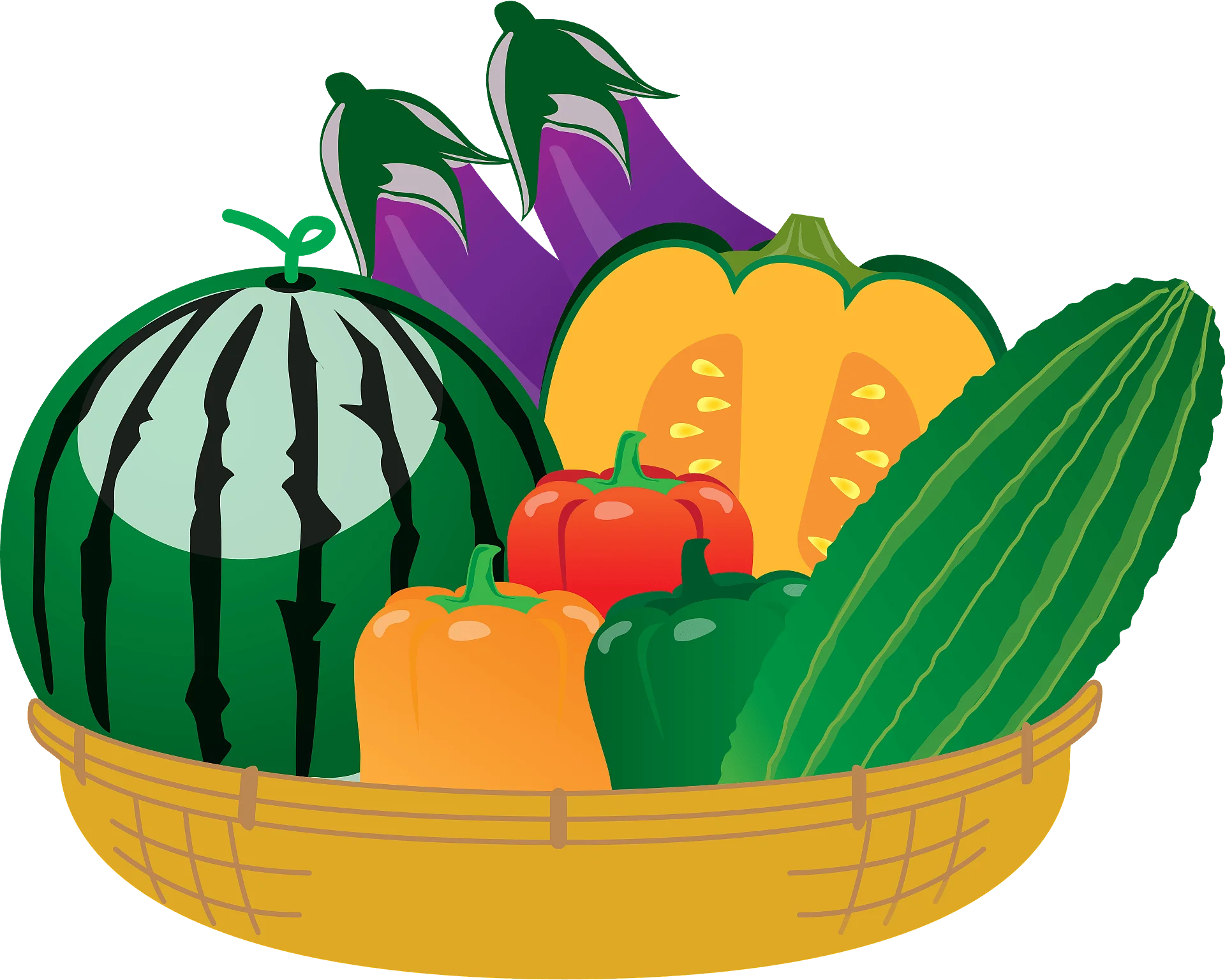 Bountiful Harvest of Fresh Produce: A Colorful Kitchen Vegetables and Fruits Clipart Collection