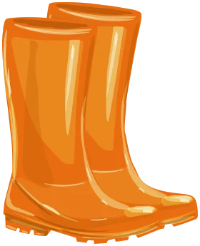 Bright Orange Rubber Rain Boots Clipart Illustration for Wet Weather Gear