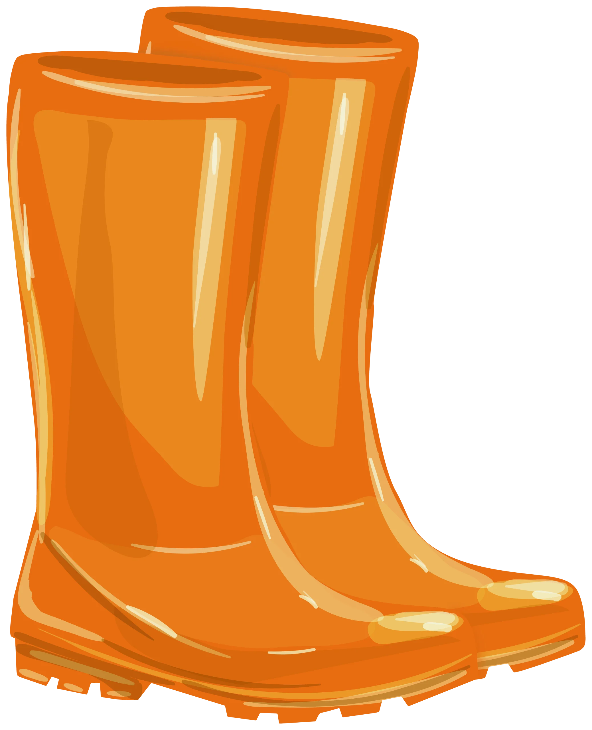 Bright Orange Rubber Rain Boots Clipart Illustration for Wet Weather Gear