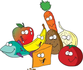 Cheerful Cartoon Fruits and Vegetables Clipart Gathering - Fresh Food Friends