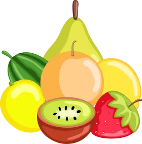 Cheerful Cartoon Fruits Clipart Showcasing Delightful Fresh Produce Illustration