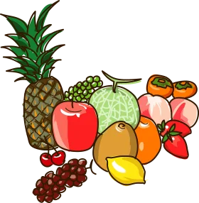 Colorful and Fresh Assortment of Tropical and Garden Fruits Clipart Collection