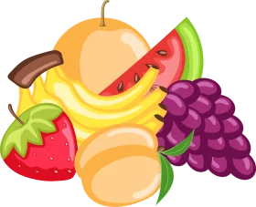 Colorful and Juicy Summer Fruits Collection Cartoon Clipart Illustration