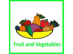 Colorful Fruit and Vegetables Clipart Showcase in Golden Bowl