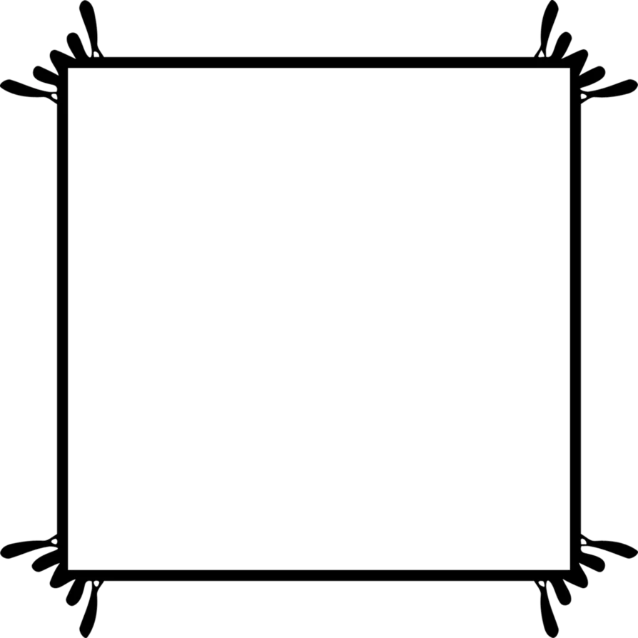 Elegant Black and White Decorative Square Frame Clipart with Ornate Corners