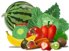 Fresh and Colorful Healthy Fruits and Vegetables Clipart Collection