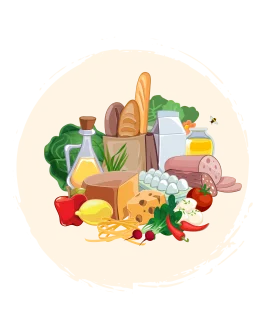 Fresh and Wholesome Culinary Ingredients Clipart Composition