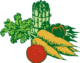 Fresh Garden Harvest Clipart: A Colorful Assortment of Organic Produce Illustration