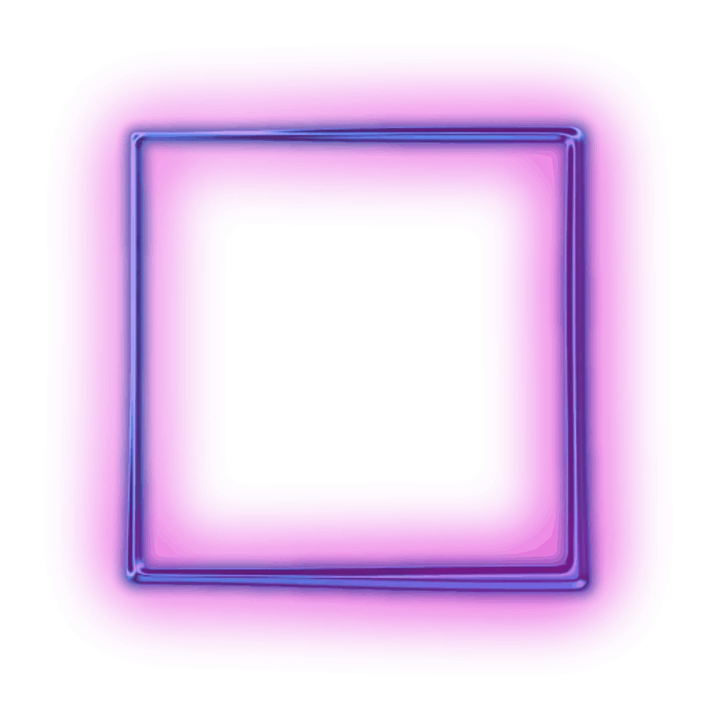 Luminescent Purple-Pink Gradient Square Clipart with Glowing Neon Border Design