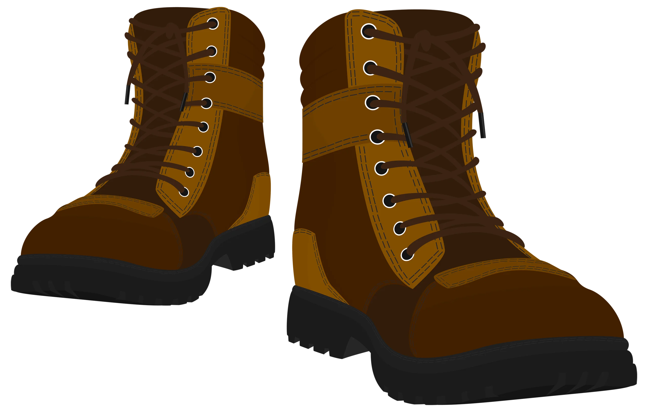 Rugged Brown Leather Work Boots Clipart - Outdoor Adventure Footwear Design