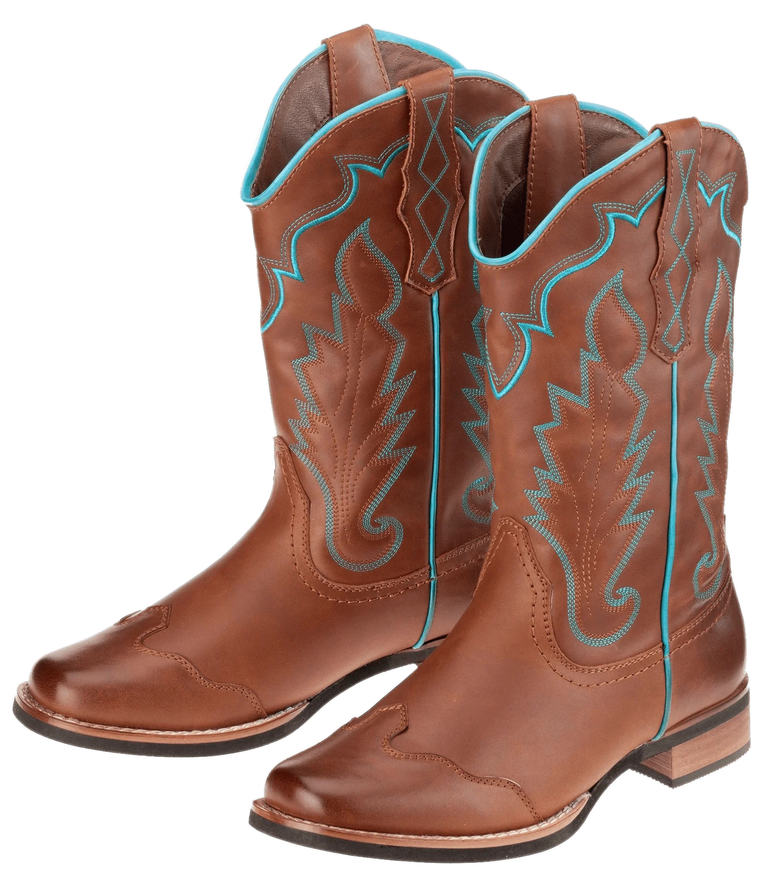 Rustic Brown and Turquoise Western Cowboy Boots Clipart Design