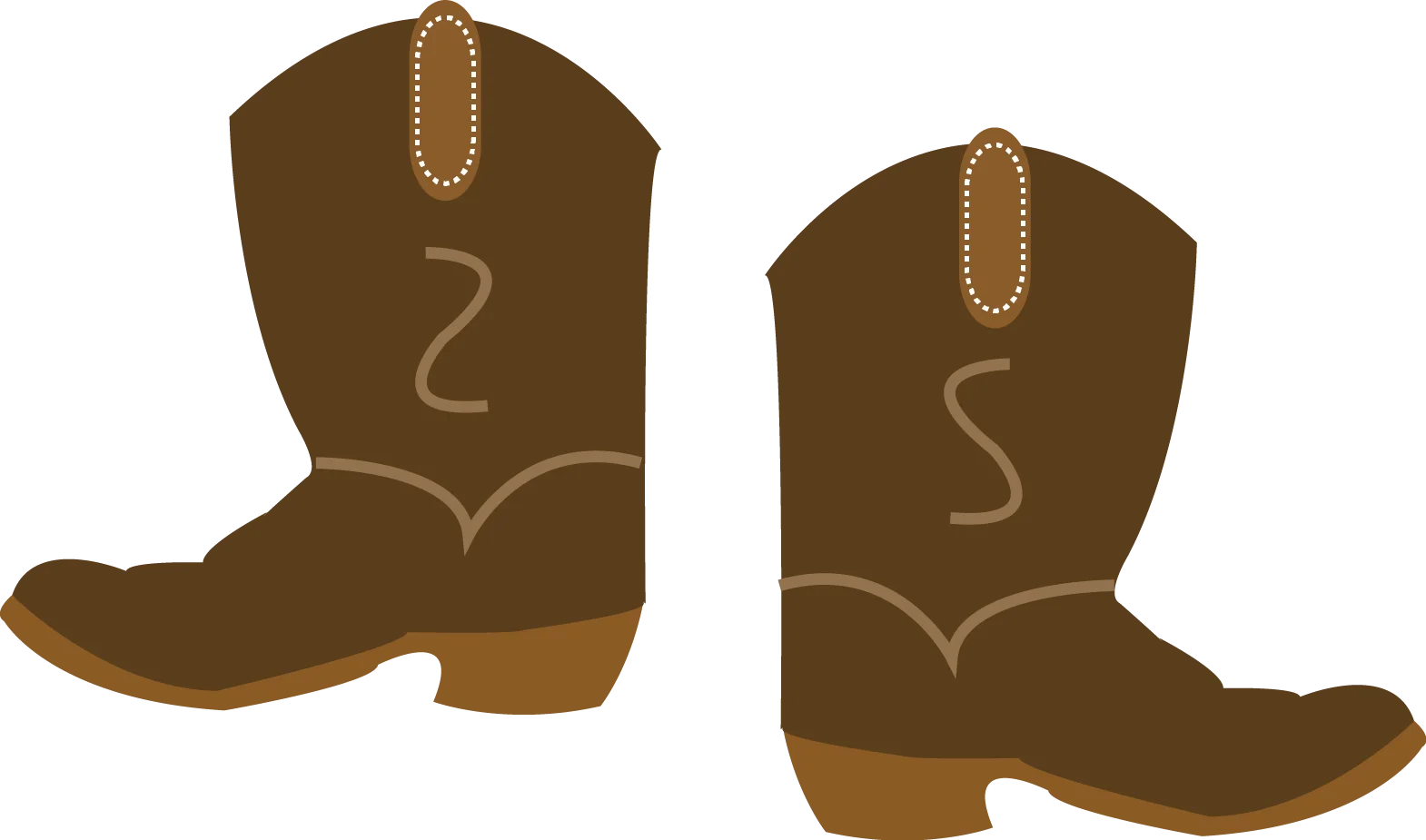 Rustic Brown Cowboy Boots Clipart - Western Style Leather Footwear Illustration