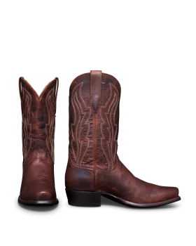 Rustic Brown Leather Cowboy Boots Clipart - Authentic Western Footwear Design