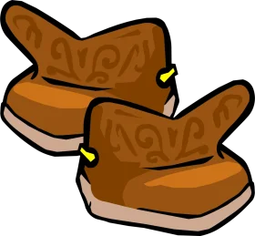 Rustic Brown Leather Cowboy Boots Clipart - Western Footwear Illustration