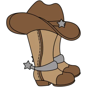 Rustic Western Cowboy Boots and Hat Vintage Style Clipart Design