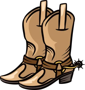Rustic Western Cowboy Boots Clipart with Spur Detailed Illustration