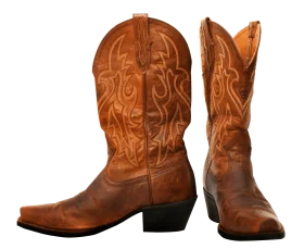 Rustic Western Leather Cowboy Boots Clipart - Authentic Ranch Style Footwear